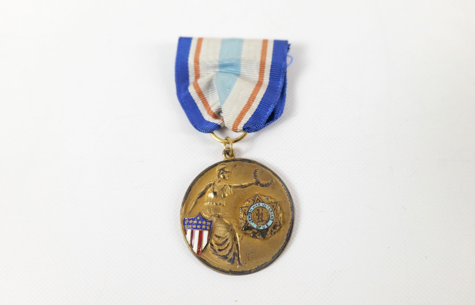 Jewish War Veterans Sterling Silver Auxiliary Medal: Jewish War Veterans Sterling Silver Auxiliary Medal. Given to Joseph Wolf by Ladies Aux. - Dated 1948. All invoices must be paid within 24 hours of the sale. We offer multiple shipping options,