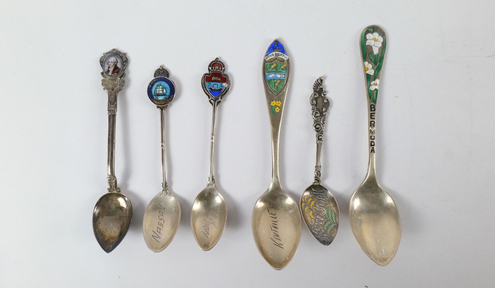 Lot of 6 Sterling and Enamel Souvenir Spoons (1 of 5)