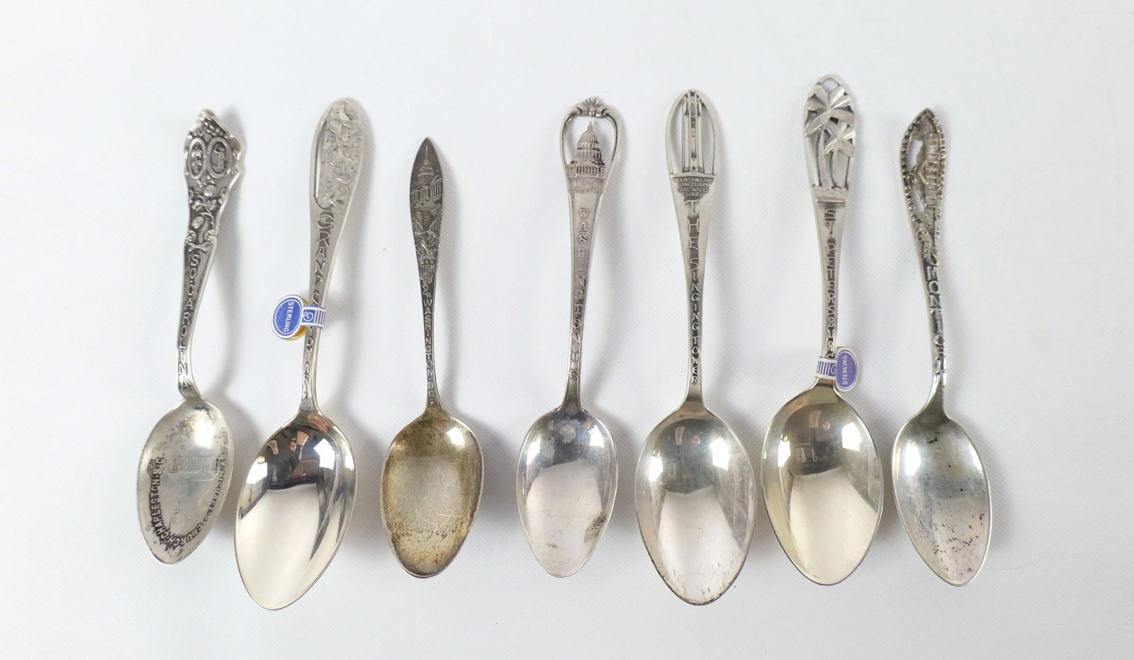 Lot of 7 Sterling Silver Souvenir Spoons (1 of 9)