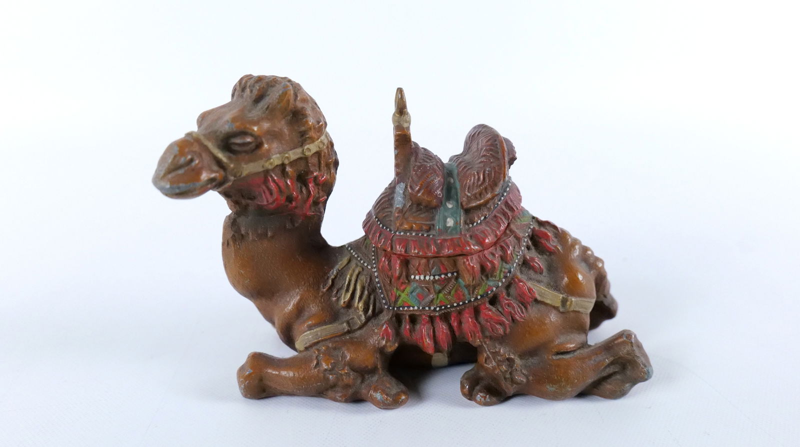 Antique Cold Painted Metal Camel Hinged Inkwell (1 of 7)