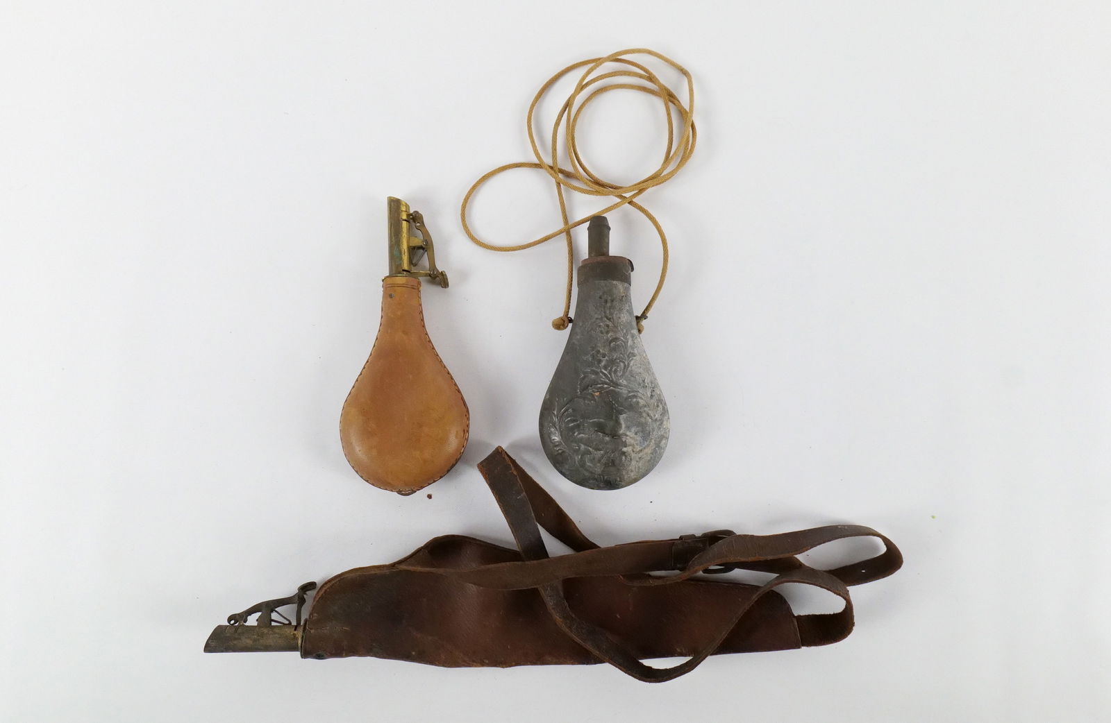 Lot of Antique Flasks/ Musket Ball Holders (1 of 7)