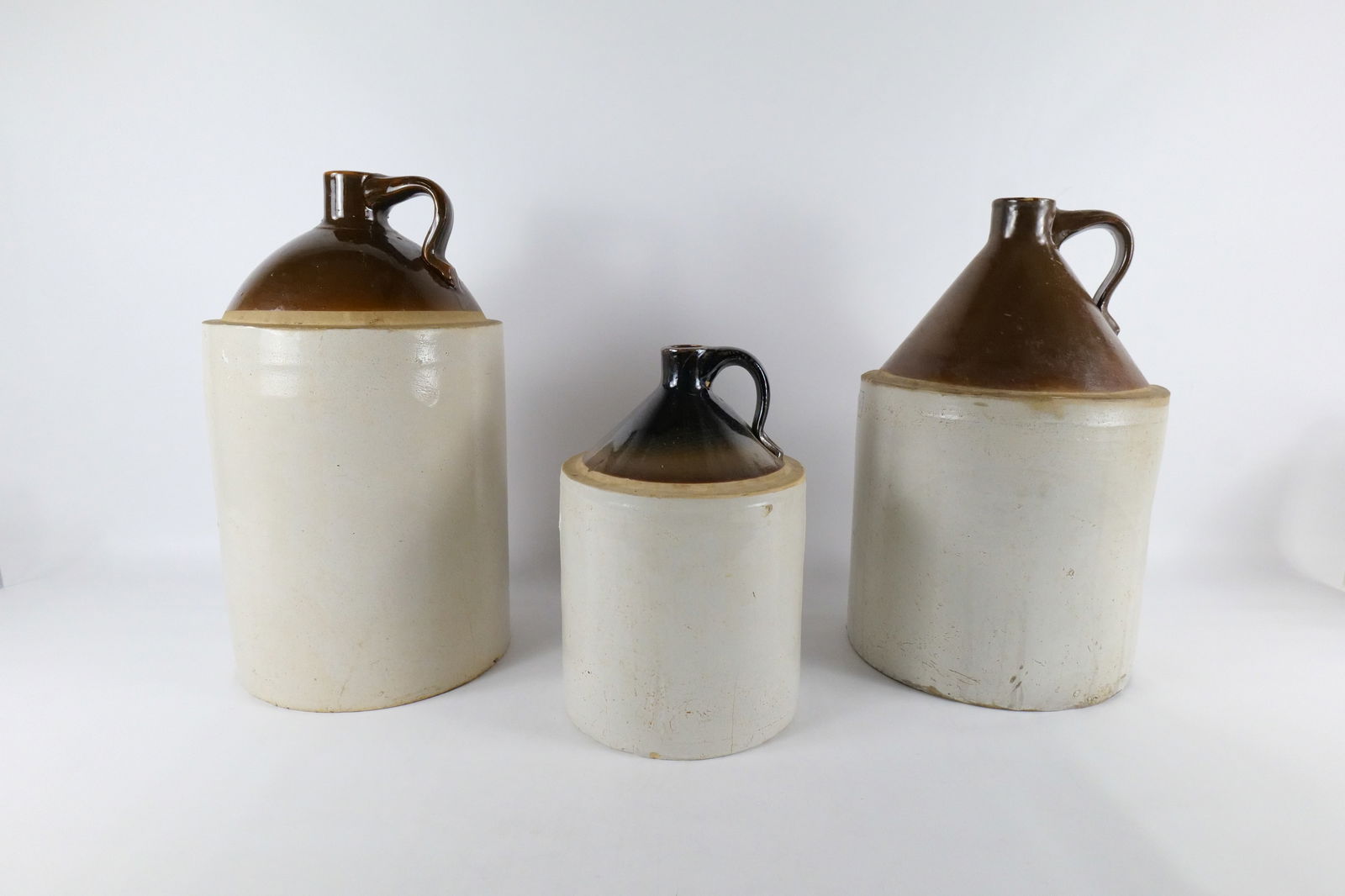 Lot of 3 Antique Two Tone Stoneware Jugs (1 of 15)