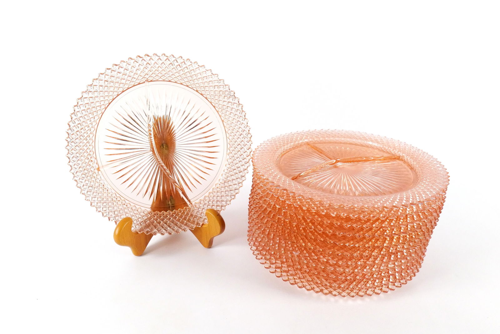 Lot of 12 Pink Depression Divided Plates (1 of 5)