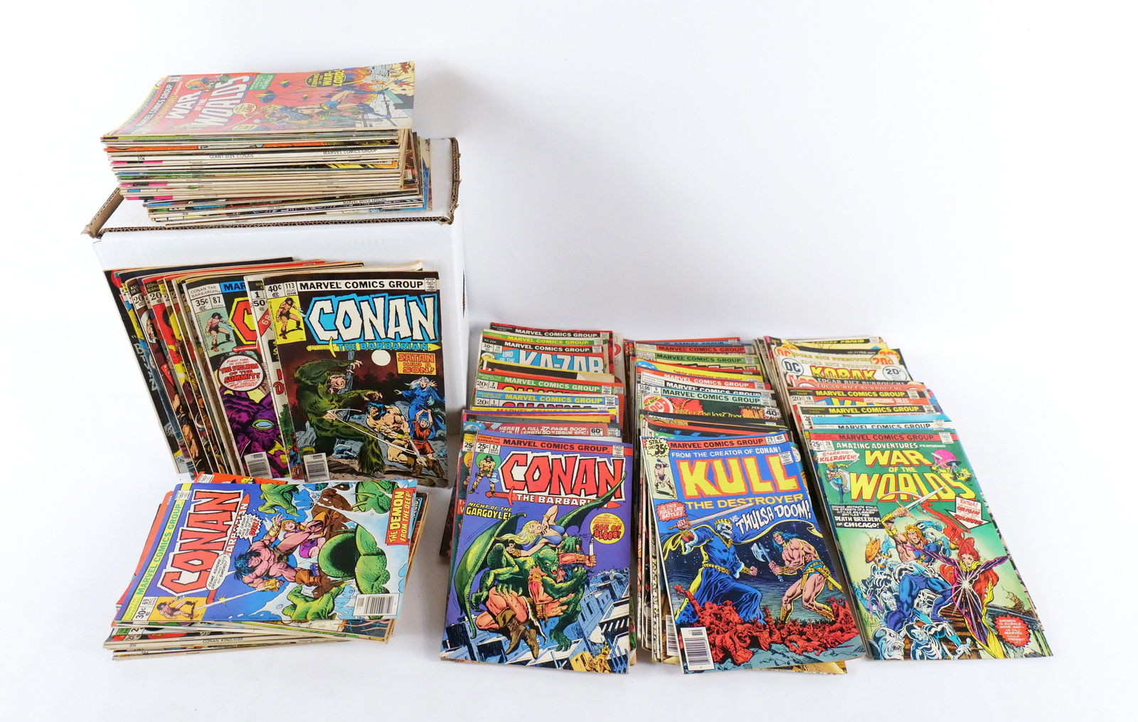 Short Box of Sword and Sorcery Comics: Short Box of Sword and Sorcery Comics. Including Tarzan, Arak, Krull, Conan, Red Sonja and More. Poor to VG. Short Box is Full. Please note that the short boxes in photos do not come with the lot; the