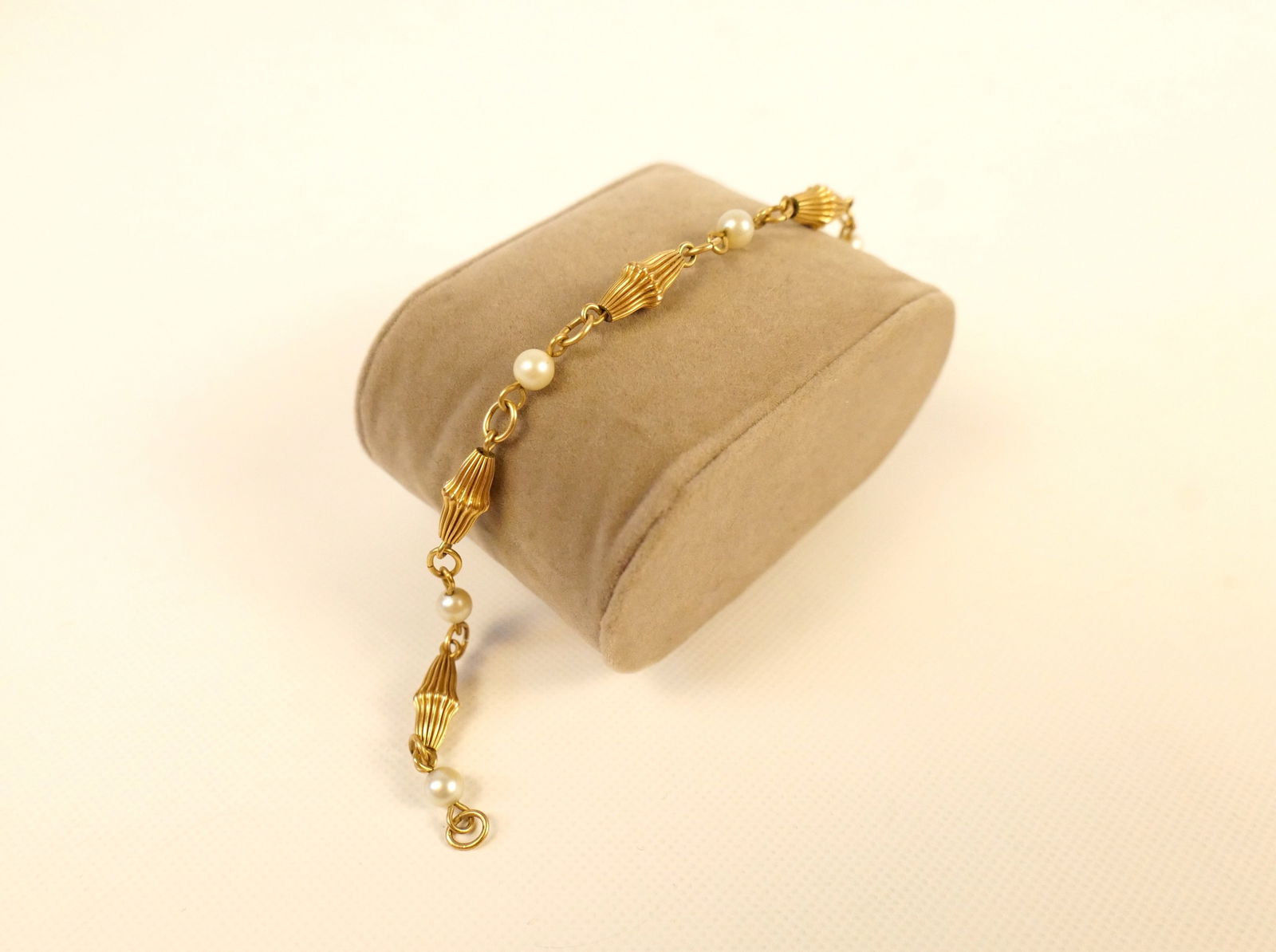 14k Gold and Faux Pearl Bracelet (1 of 4)