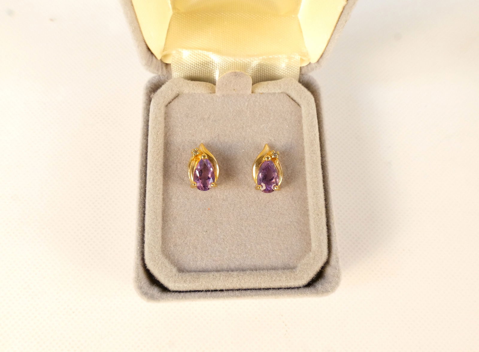 Pair of 10k Gold and Amethyst Earrings (1 of 2)