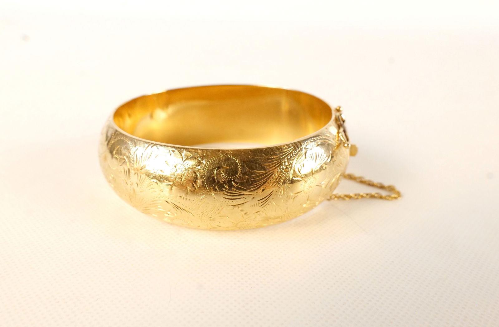 14k Etched Wide Bangle Bracelet (1 of 3)