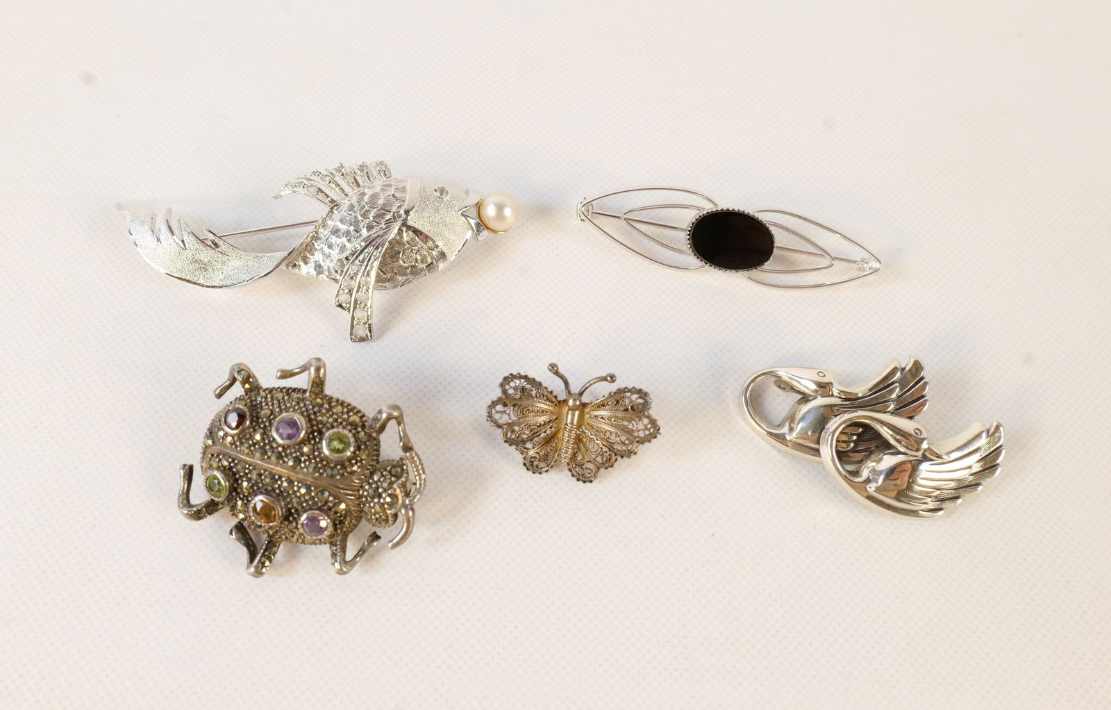 Lot of 5 Silver Jewelry Pins (1 of 6)