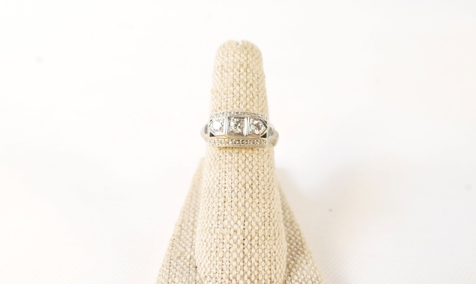 14k White Gold and Diamond Deco Ring: 14k White Gold and Diamond Deco Ring. Size 6.5. All invoices must be paid within 24 hours of the sale. We offer multiple shipping options, please read the shipping terms to understand your options. We