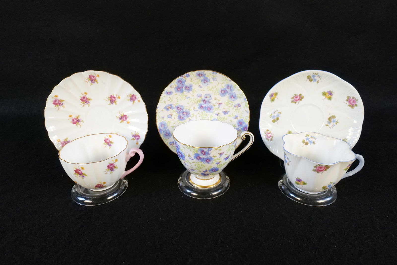 Lot of 3 Shelley Bone China Teacups and Saucers (1 of 20)