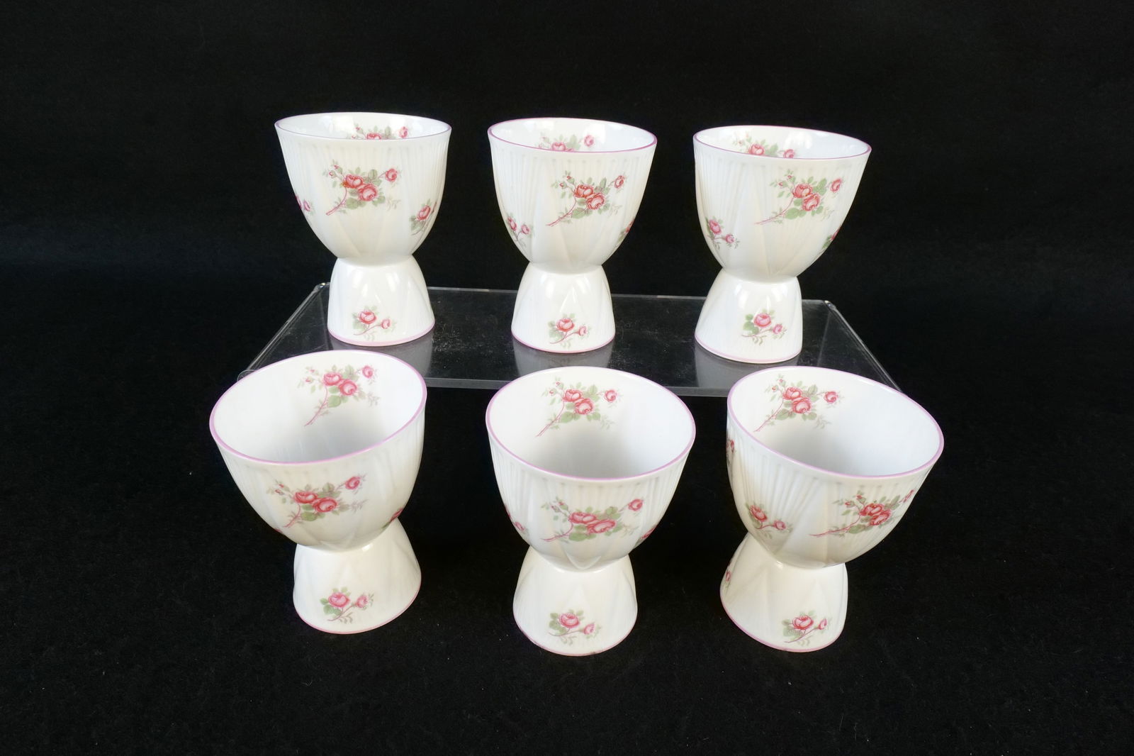 Lot of 6 Shelley Bone China Rose Spray Egg Cups (1 of 18)