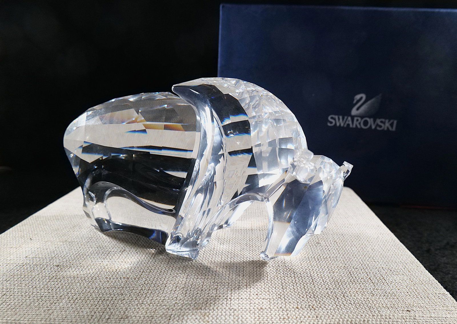 Swarovski Crystal Buffalo Figurine: Swarovski Crystal Buffalo Figurine. Measures 3.5" tall x 6.5" wide. Comes with original box. All invoices must be paid within 24 hours of the sale. We offer multiple shipping options, please read the