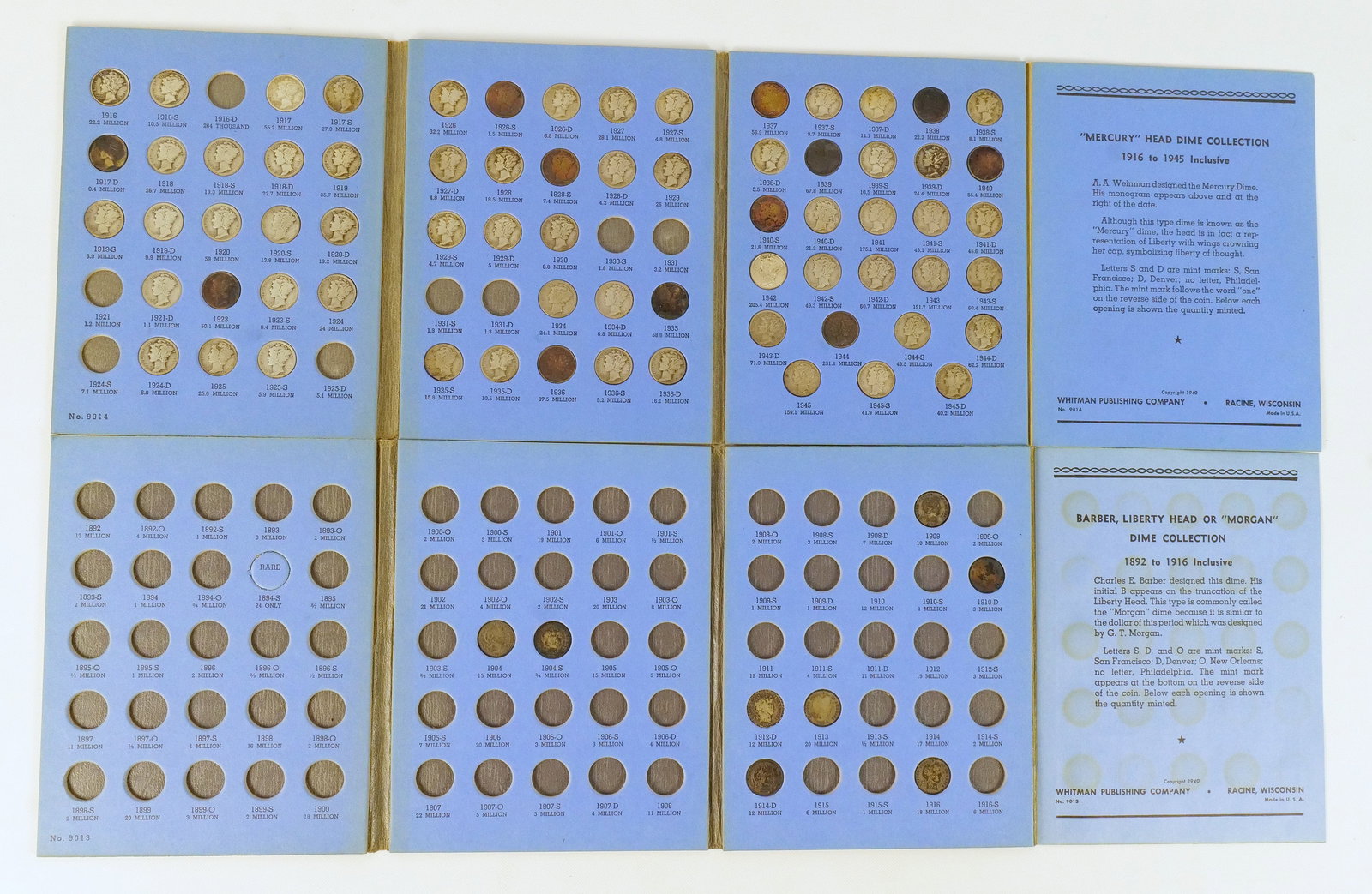 US 1892-1945 Barber and Mercury Dime Collection (1 of 14)