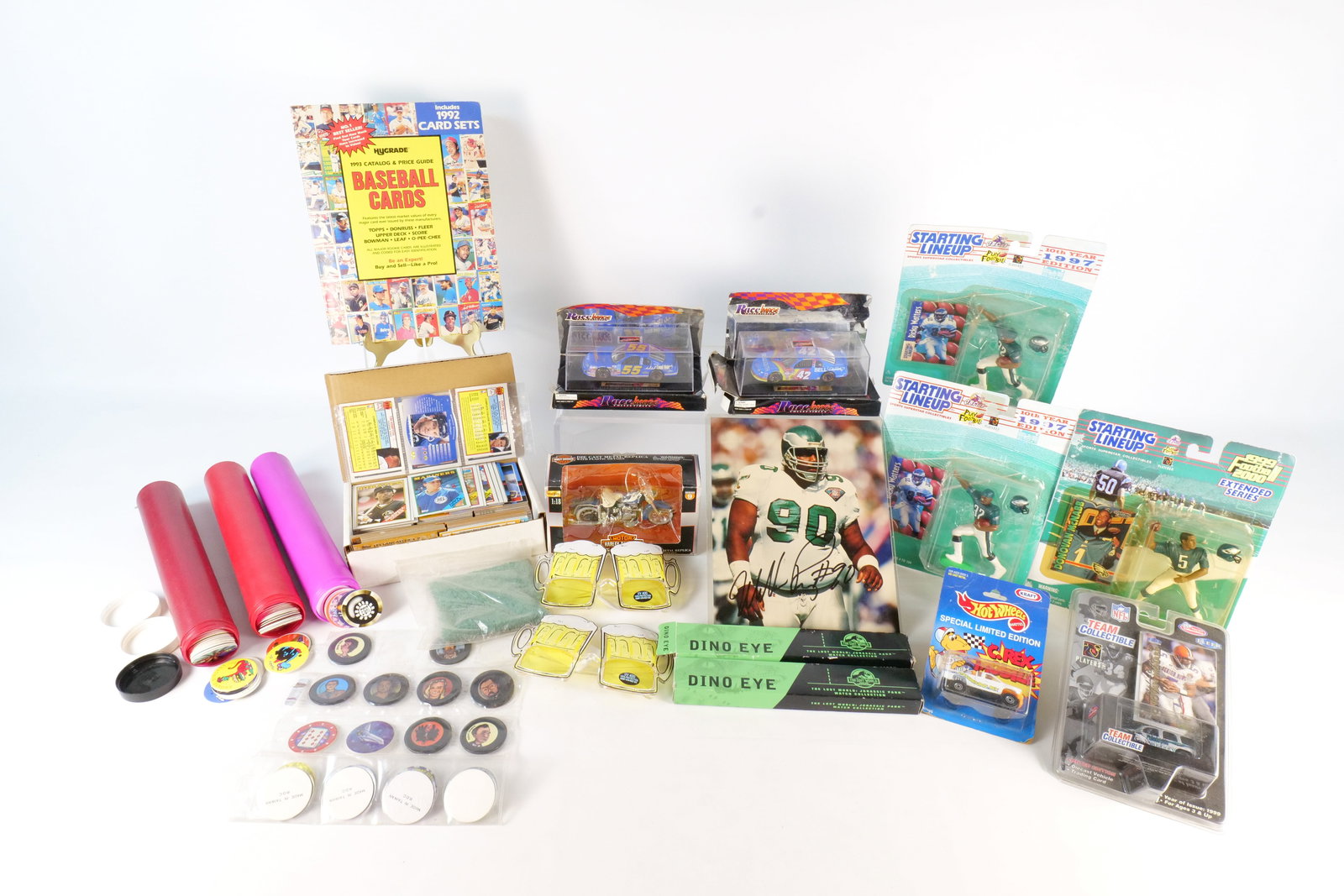 Lot of Mixed Collectibles: Lot of Mixed Collectibles. Including Pogs, Starting Lineup Action Figures, Hot Wheels, Baseball Cards, Nascar Items and More. All invoices must be paid within 24 hours of the sale. We offer multiple s