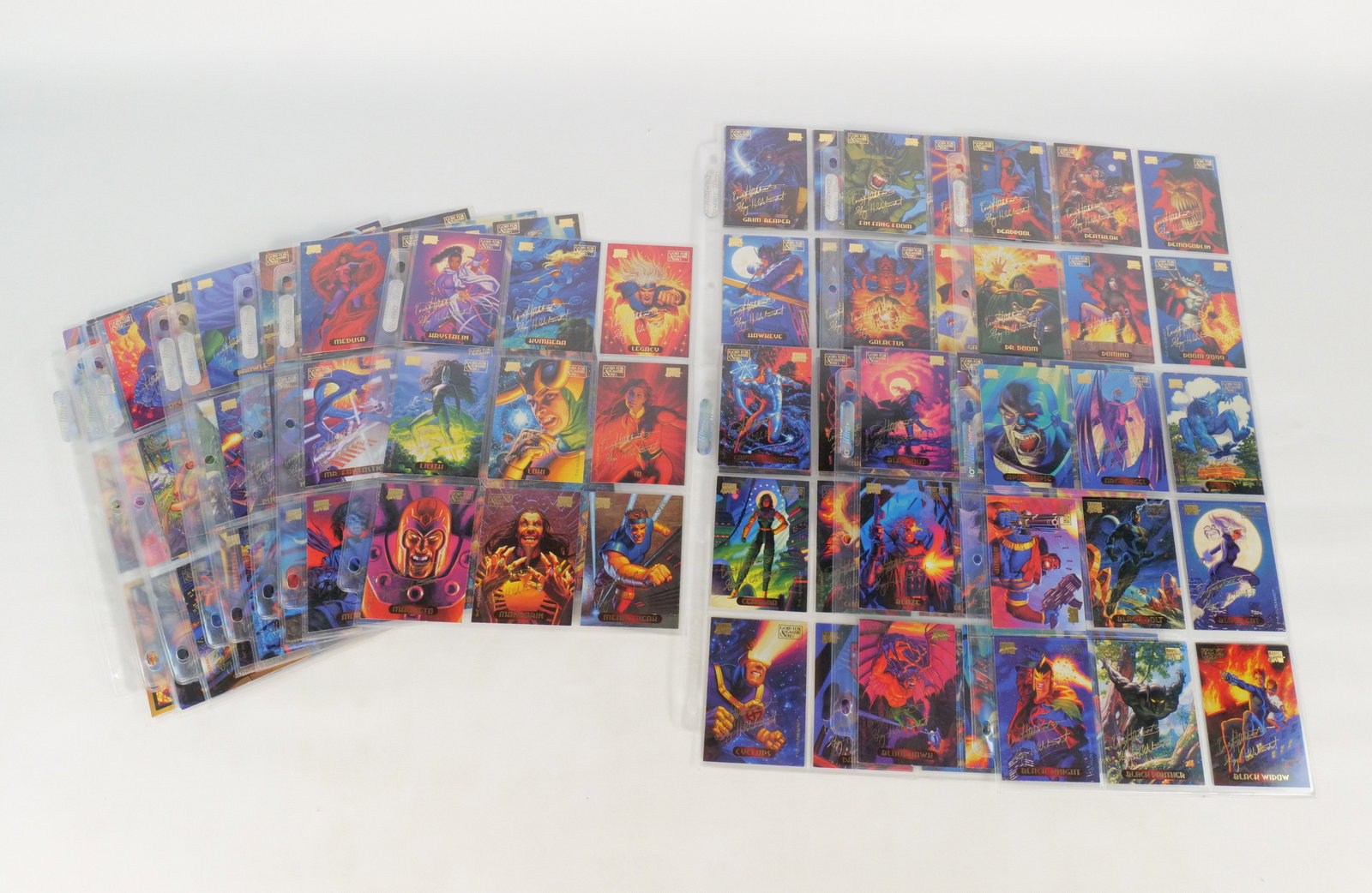 1994 Marvel Masterpieces Trading Card Set: 1994 Marvel Masterpieces Trading Card Set. Includes Base Set #1-140, Holofoil #1-10, and Power Blast #1-9. All invoices must be paid within 24 hours of the sale. We offer multiple shipping options, pl