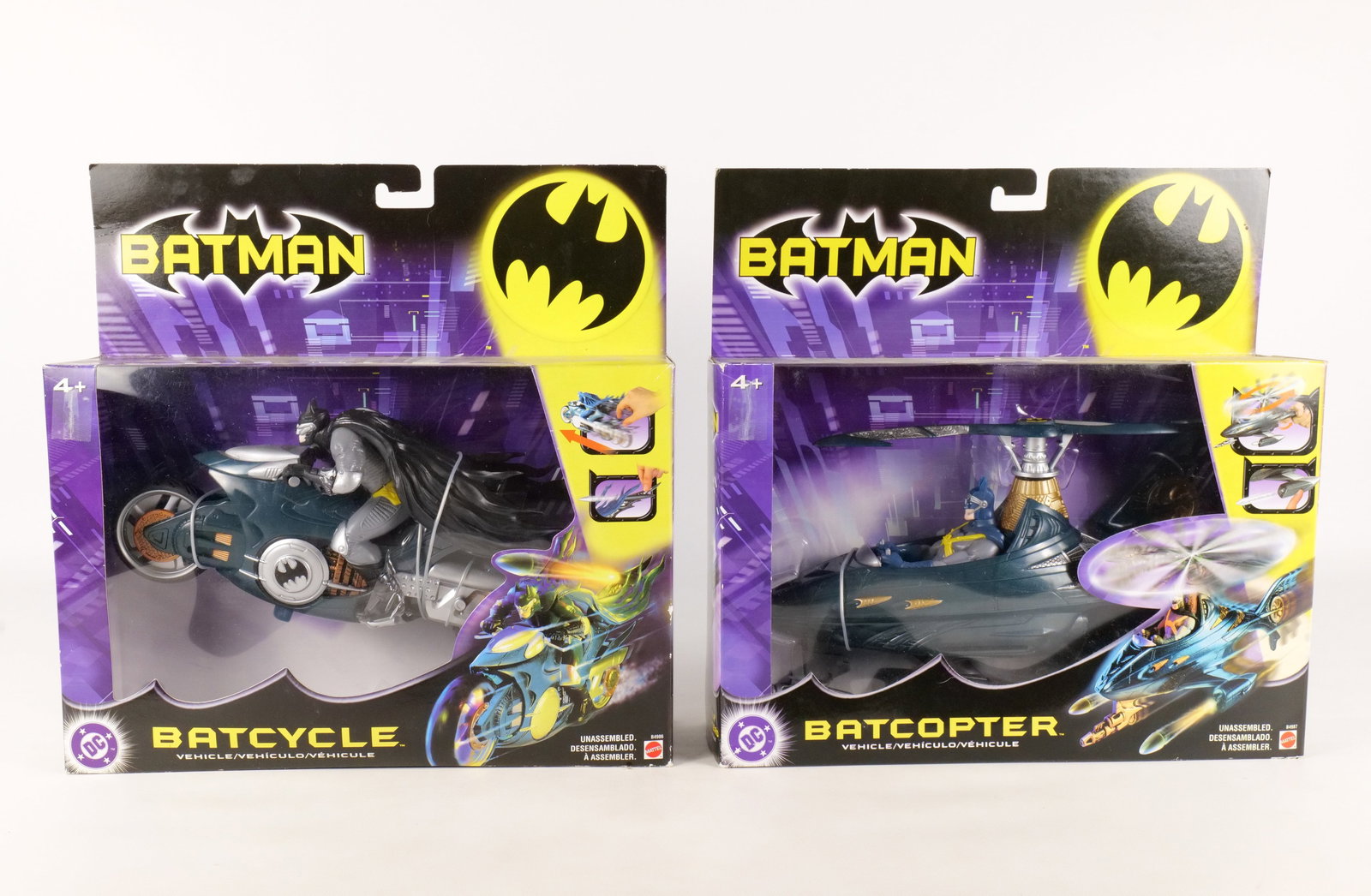 Lot of 2 DC Mattel Batman Vehicles: Lot of 2 DC Mattel Batman Vehicles. Including Batcopter and Batcycle. Both new in boxes. All invoices must be paid within 24 hours of the sale. We offer multiple shipping options, please read the ship