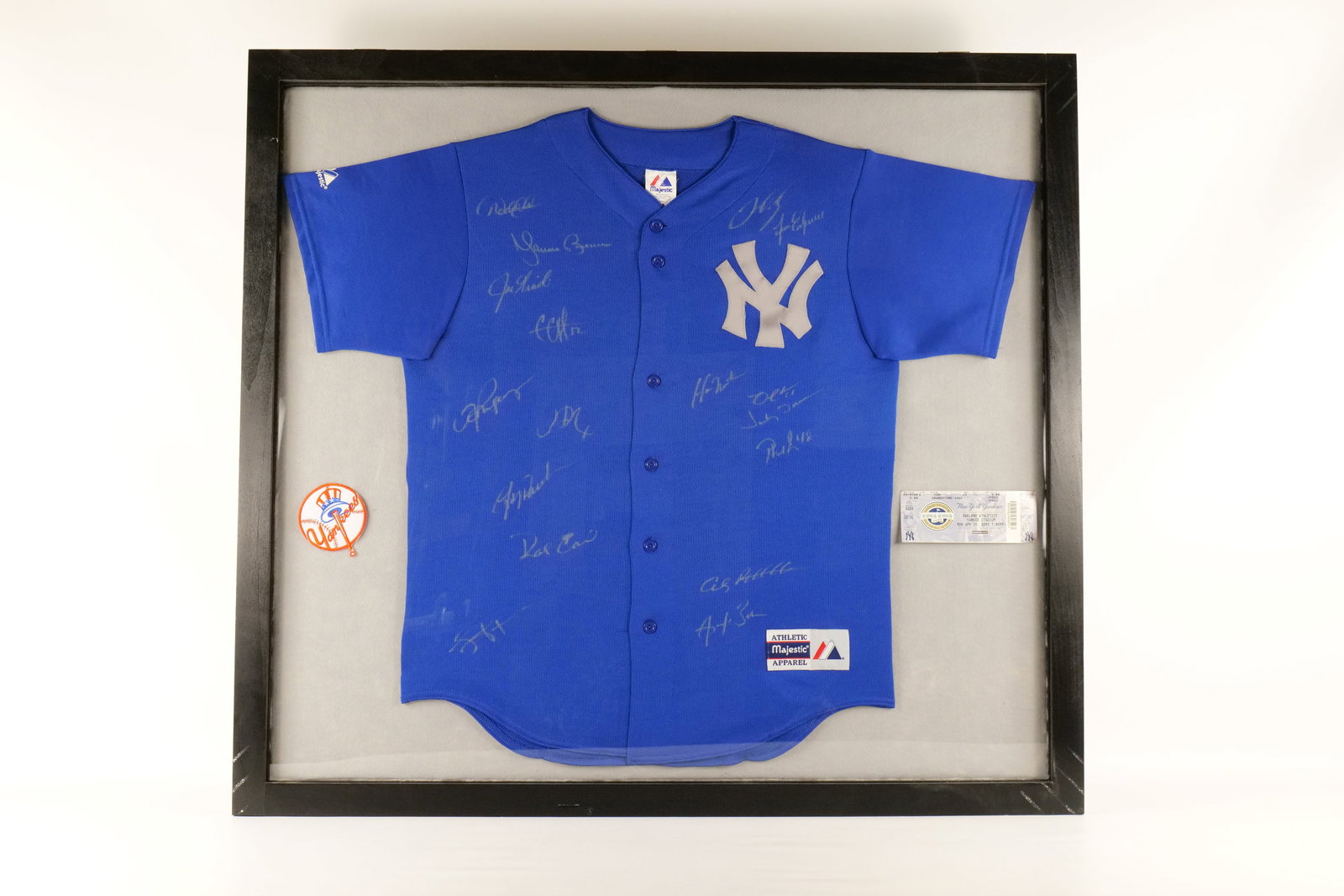 Signed NY Yankees Jersey with 2009 Yankees vs. Oakland Ticket (1 of 17)