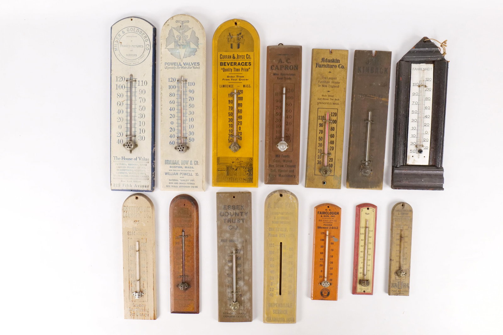 Lot of 14 Vintage Advertising Wood Thermometers (1 of 18)