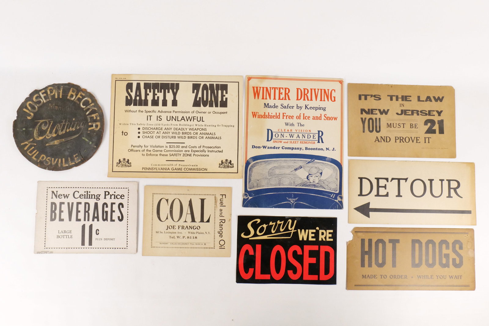 Lot of 9 Vintage Americana and Advertising Paper Signs (1 of 19)
