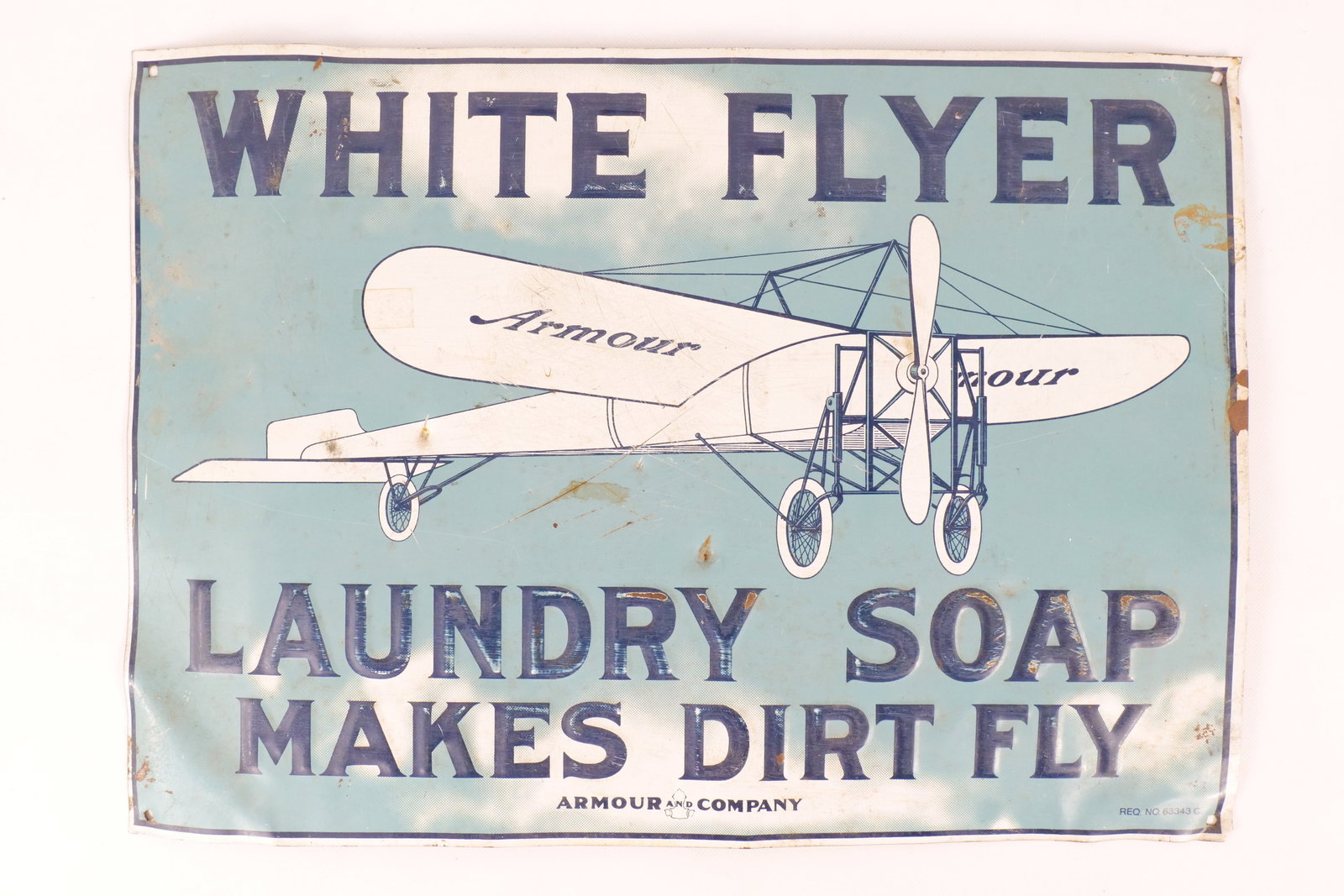 Vintage Armour & Co. White Flyer Laundry Soap Embossed Metal Sign (1 of 7)