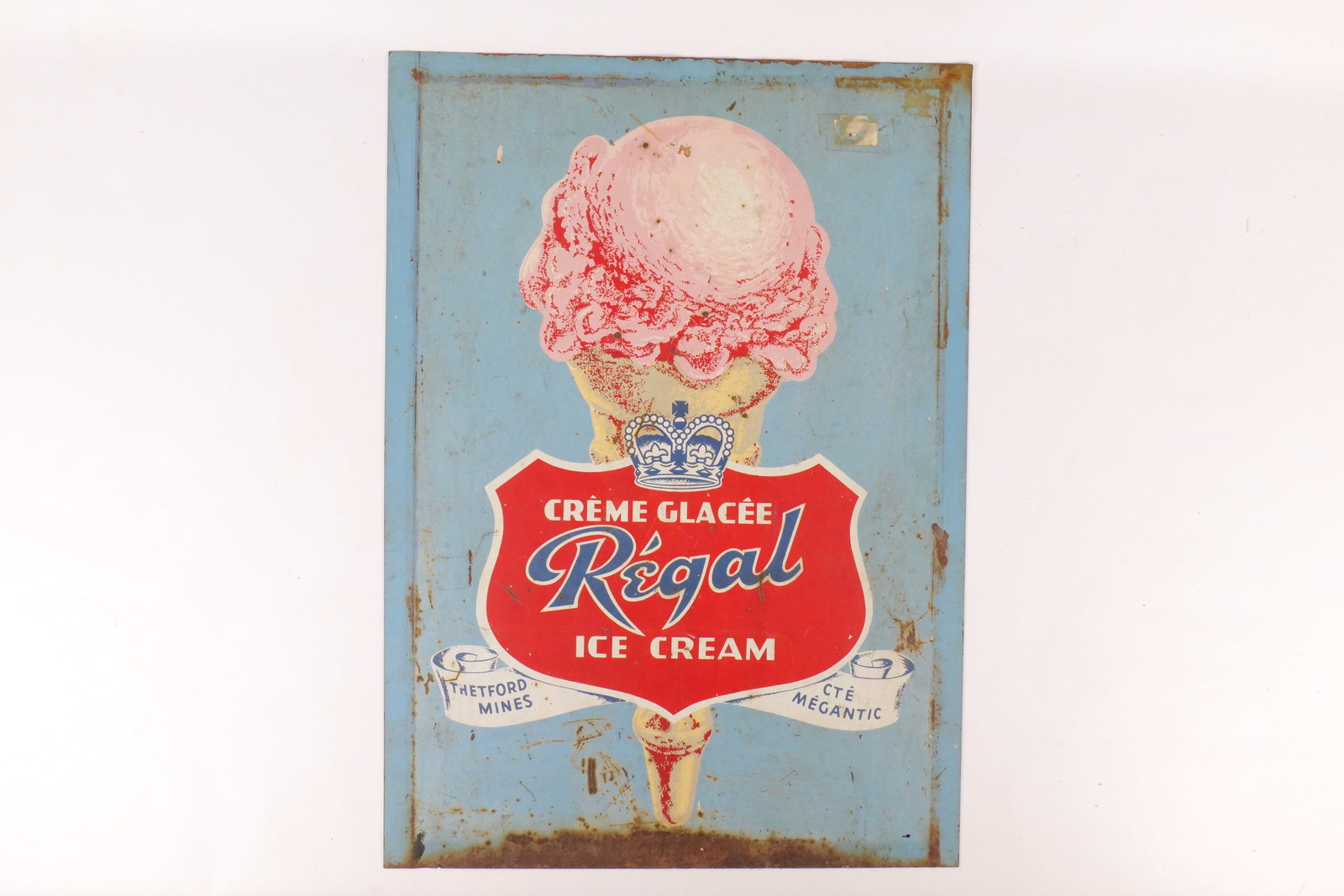 Rare Double Sided Vintage Flanged Quebec Sign - Ice Cream and Beer (1 of 10)