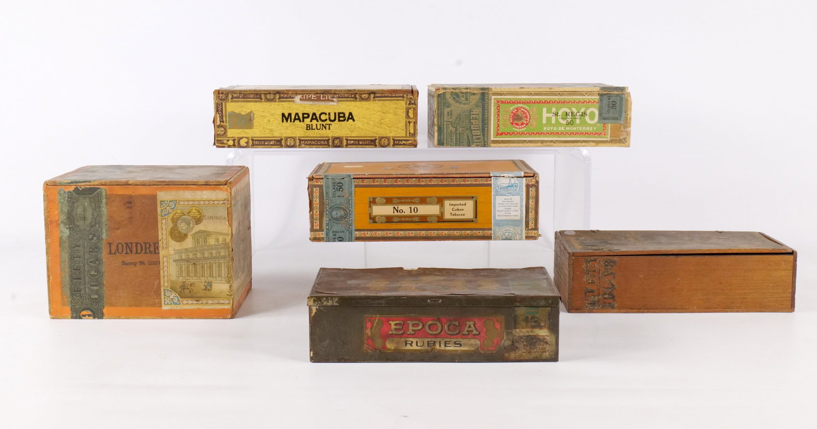 Vintage Cigar Lot of 6 - Antique Wood and Litho (1 of 19)