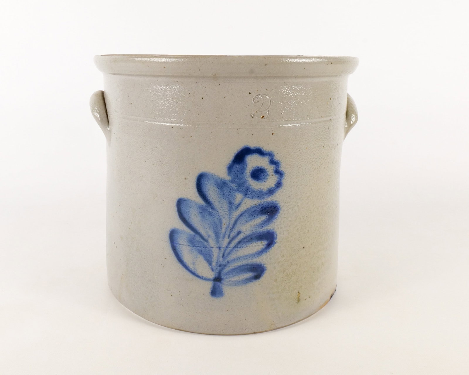 Antique 19th Century 2 Gallon Salt Glaze Stoneware Crock (1 of 9)