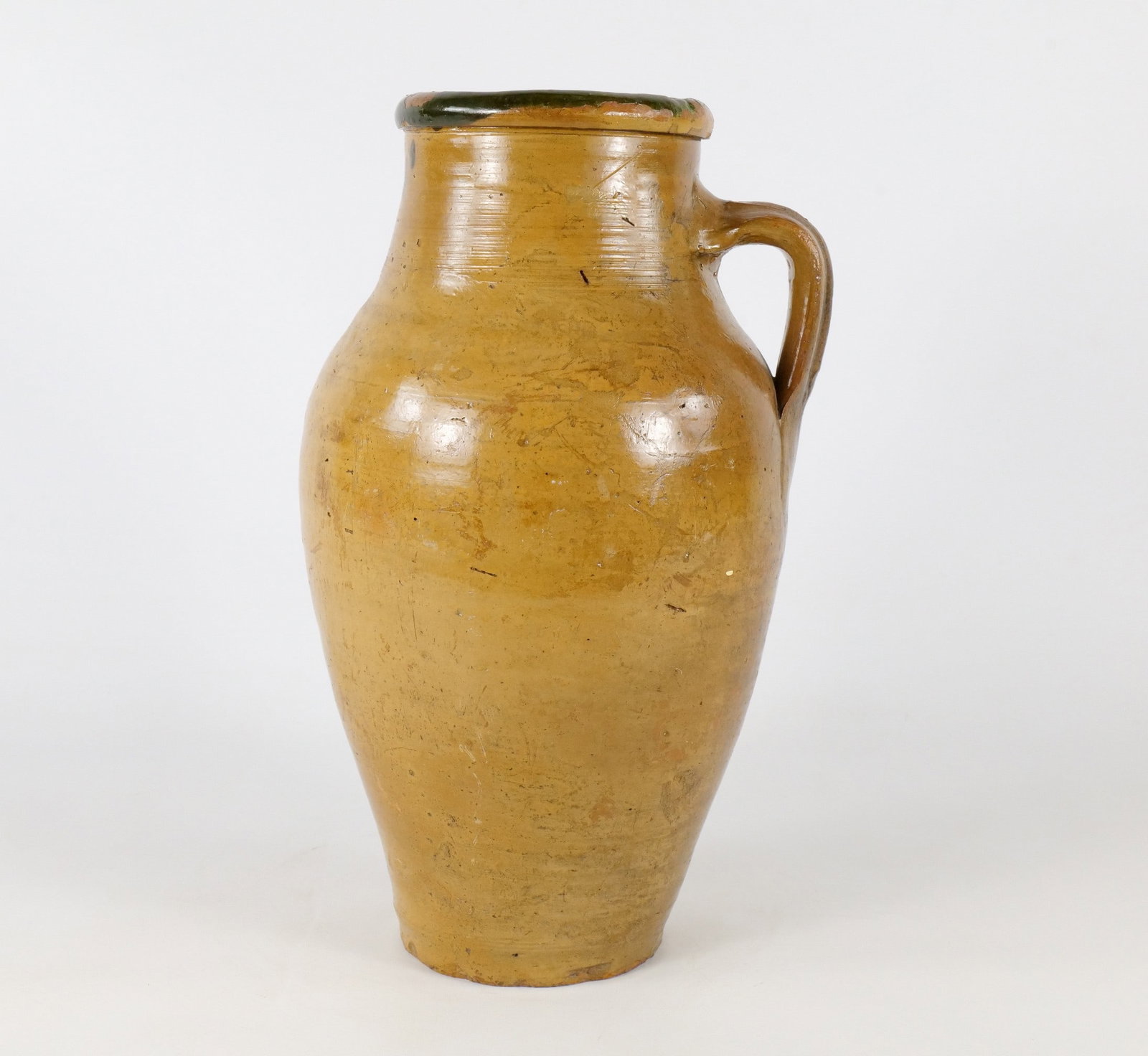 Antique 19th Century French Provincial Ochre Glazed Pitcher (1 of 8)