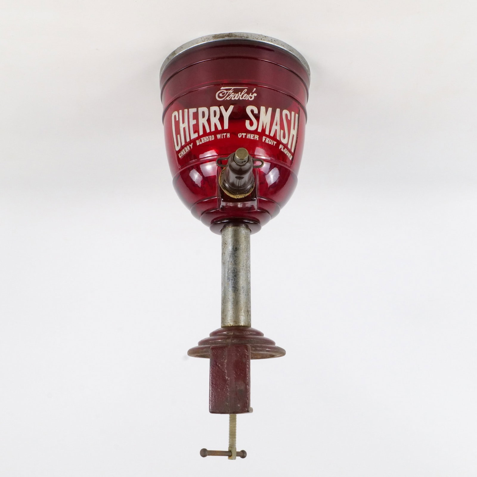 Antique Fowler's Cherry Smash Ruby Red Glass Syrup Dispenser (1 of 13)