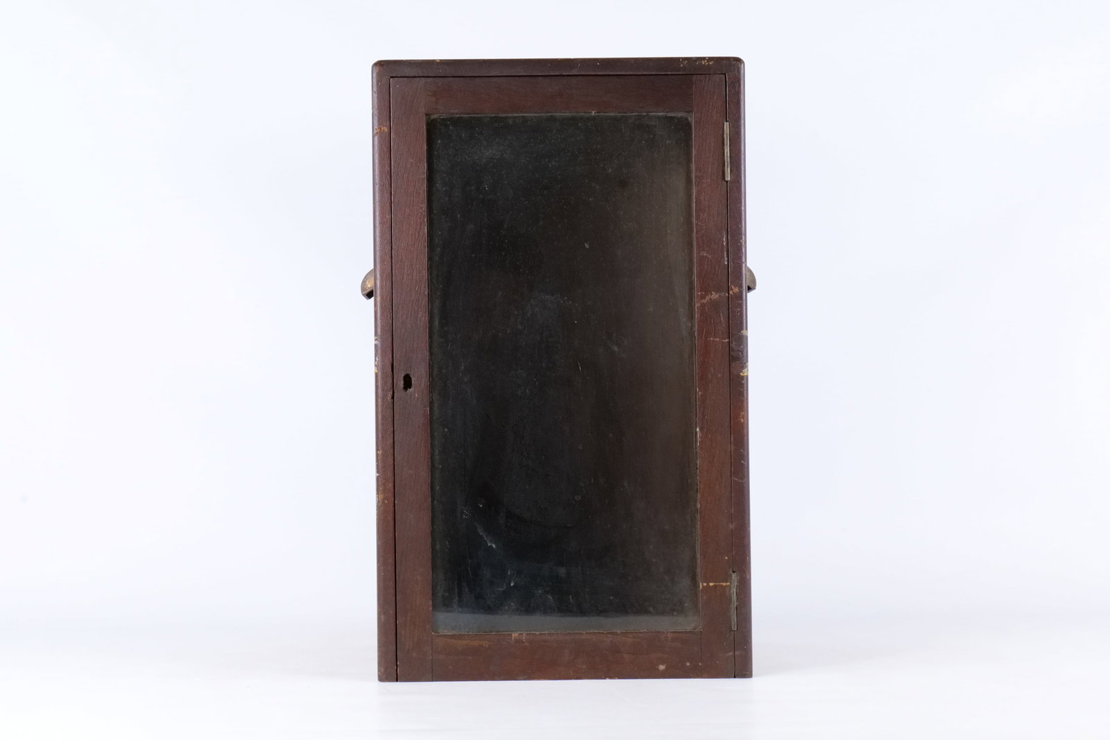 Vintage Wall Mount Wood & Glass Display Cabinet - Brass Handles (1 of 9)