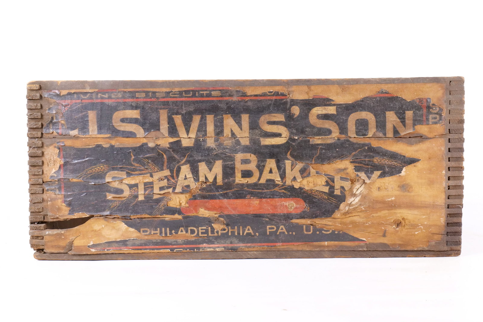 Antique J.S. Ivins' Son Steam Bakery Wooden Crate (1 of 7)