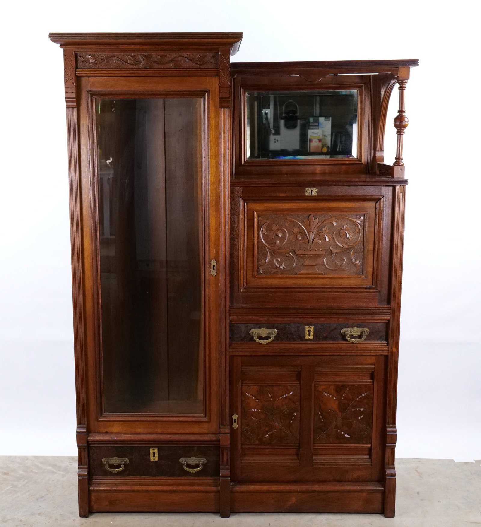 Late Victorian American Walnut Side-by-Side Secretary Bookcase (1 of 14)