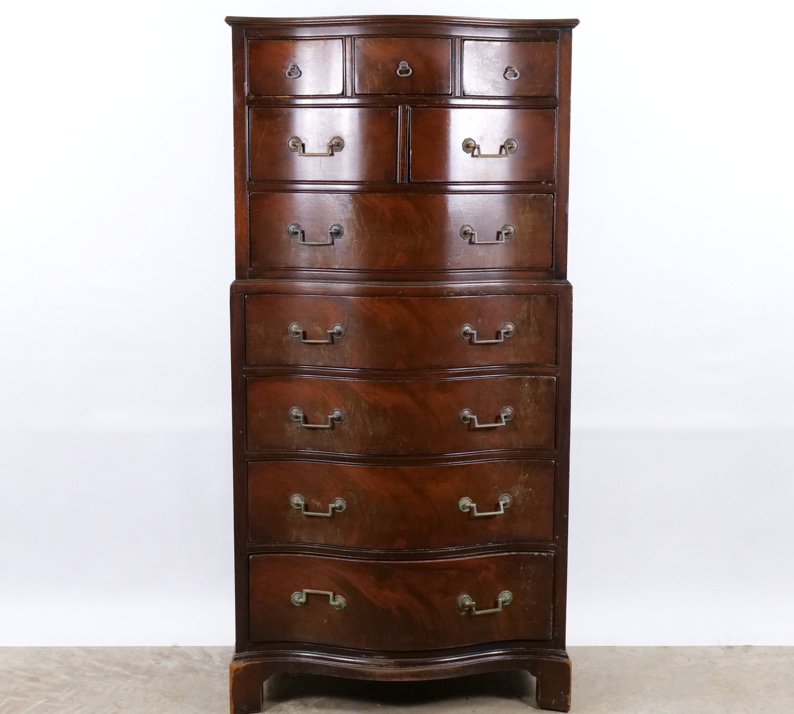Mid-20th Century American Mahogany Serpentine Chest-on-Chest (1 of 10)