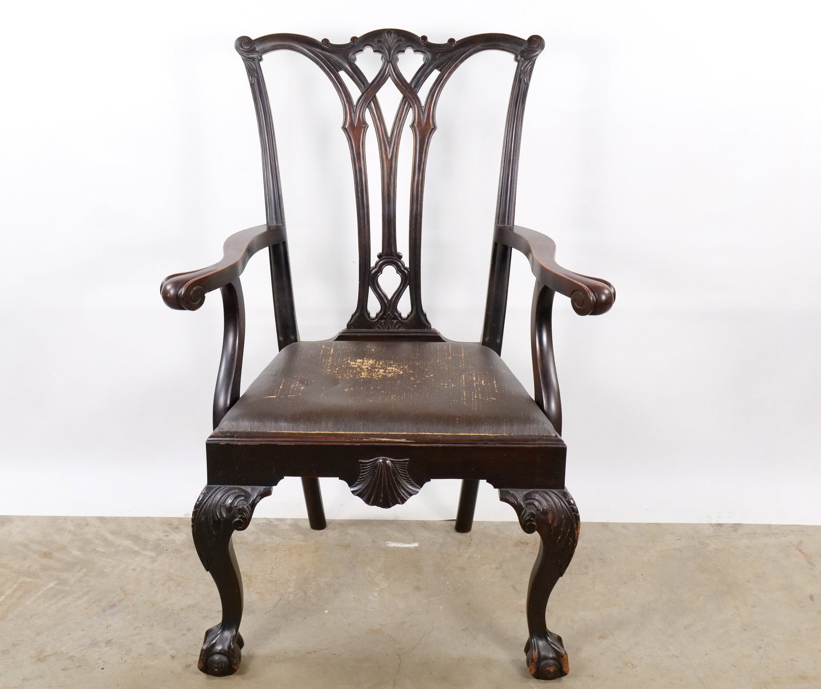 Vintage Chippendale Style Ribbon-Back Armchair (1 of 16)
