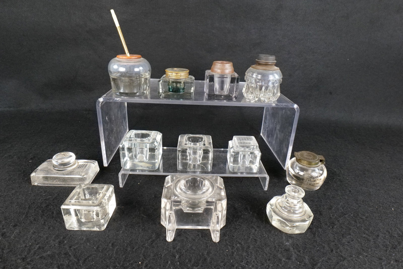 Lot of 12 Antique & Vintage Glass Inkwells (1 of 18)