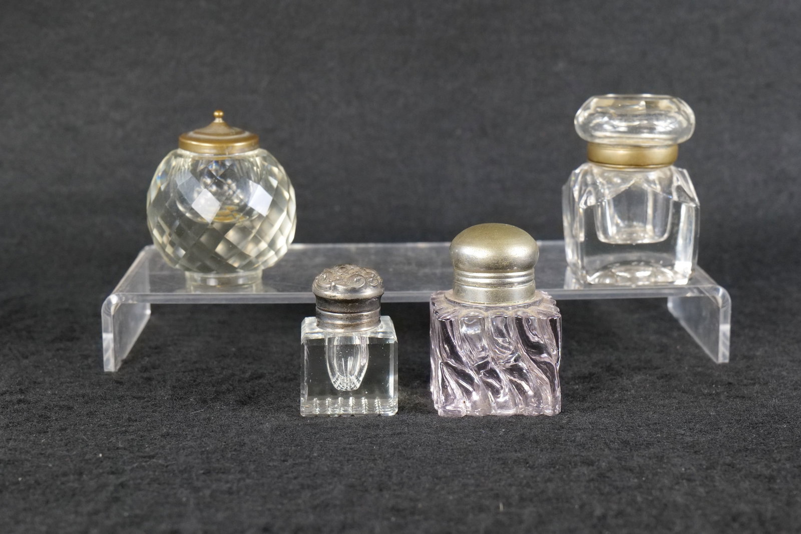 Lot of 4 Antique Glass Inkwells (1 of 13)