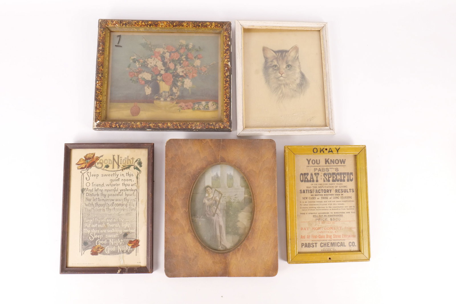 Lot of 5 Antique Victorian/Early 20th Century Framed Prints and Ephemera (1 of 18)