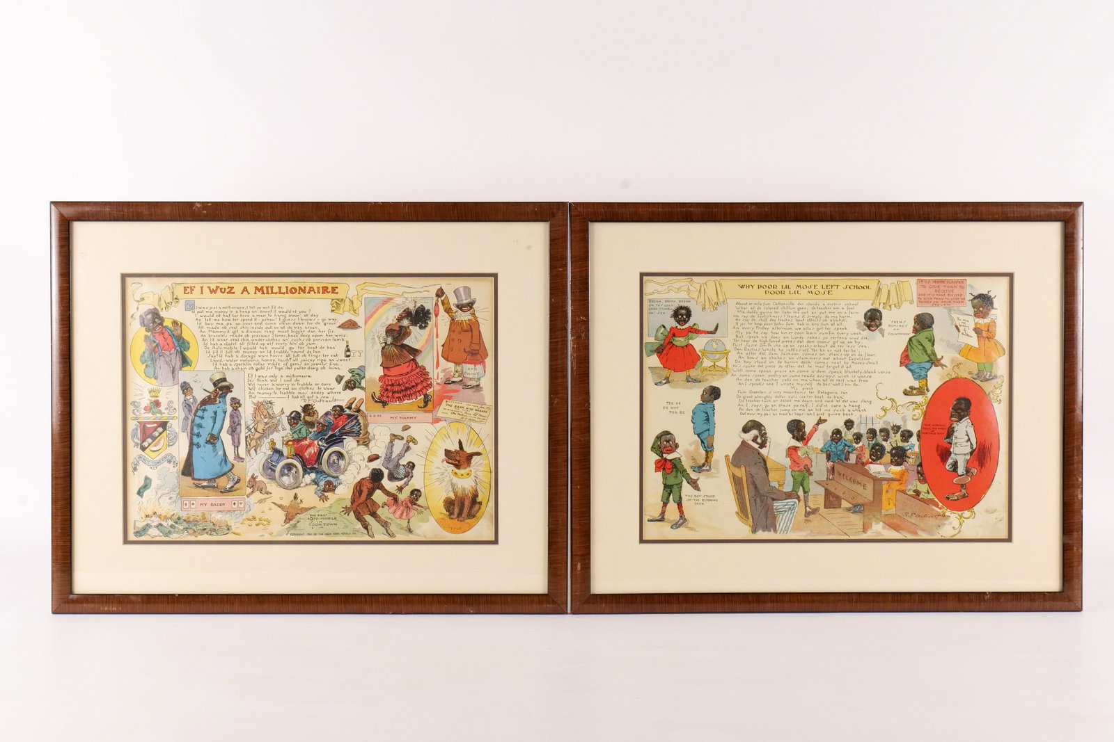 Pair of R.F. Outcault "Poor Li'l Mose" Original 1901 Color Lithographs (1 of 13)