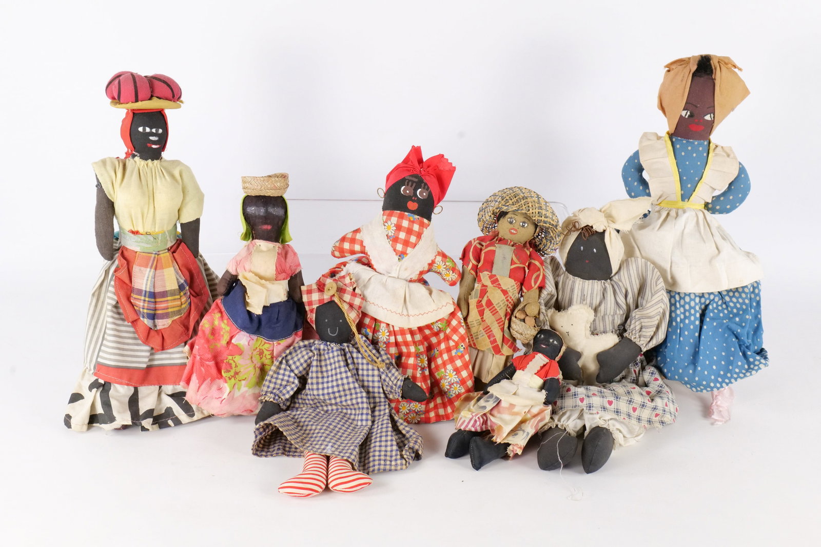 Vintage Collection of Black Americana Folk Art Rag Dolls (1 of 15)