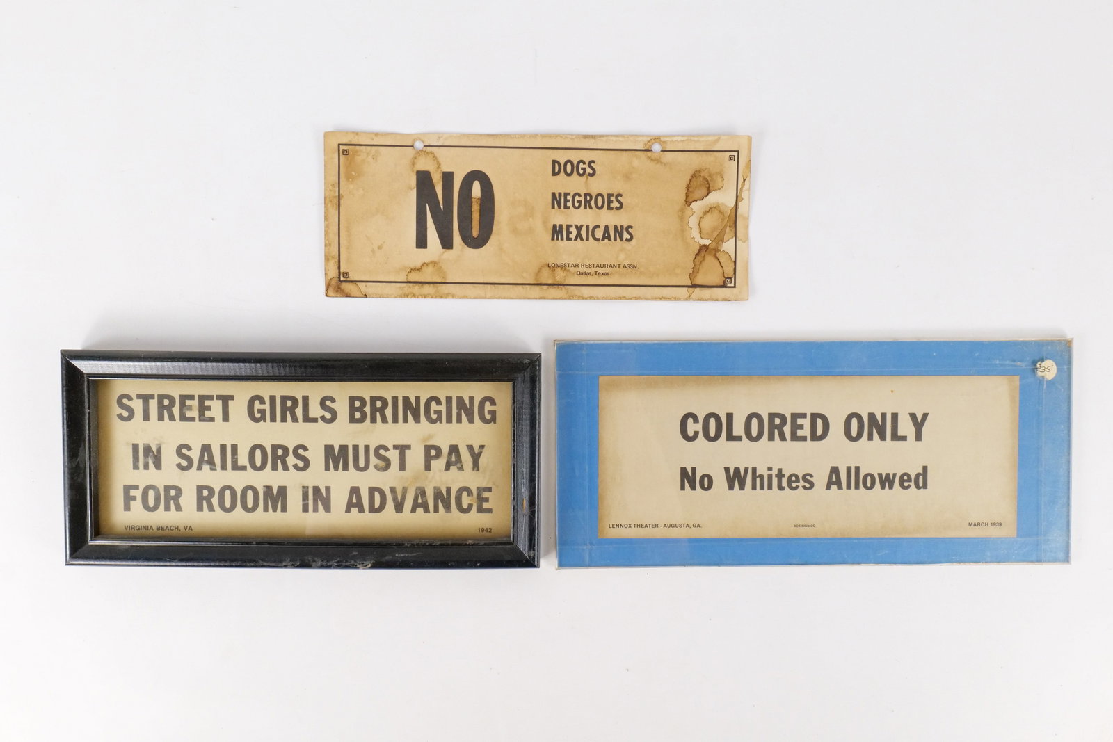 Collection of 3 Vintage Style Segregation Era Signs (1 of 12)