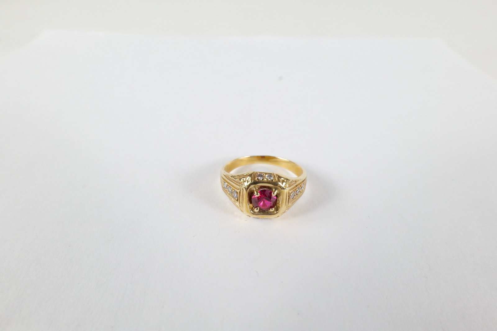 14K Ruby & Diamond Men's Ring - 5