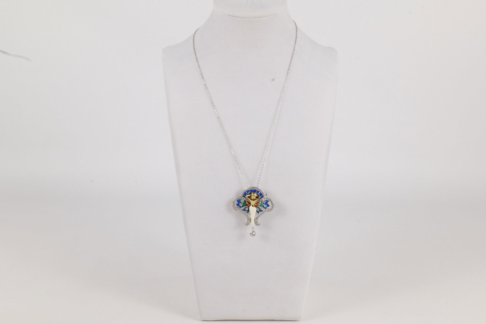 STS Chuck Clemency Sterling Silver Enamel Art Nouveau Necklace with Brooch: STS Chuck Clemency Sterling Silver Enamel Art Nouveau Necklace with Brooch. Has crystal accents. Marked on Back X 925 STS". Clasp "925". Chain measures 18". New with Tags. All invoices must be paid wi