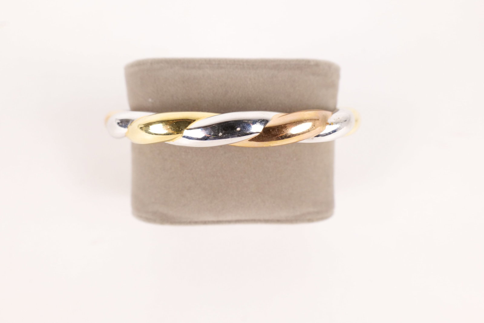 14k Tri-Color Bangle Bracelet: 14k Tri-Color Bangle Bracelet. Yellow/White/Rose Gold Twist. Measures 3" across. Weighs 14.3 grams. All invoices must be paid within 24 hours of the sale. We offer multiple shipping options, please re