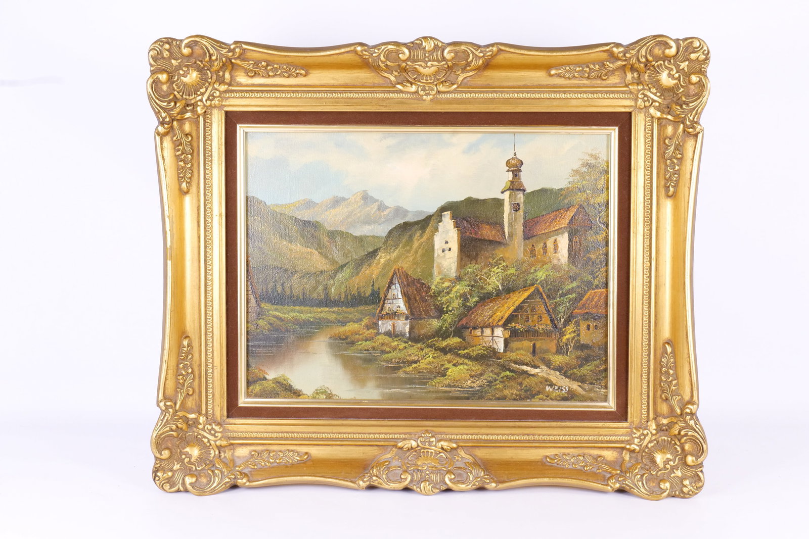 Oil on Canvas by Weiss - European Landscape Scene (1 of 9)