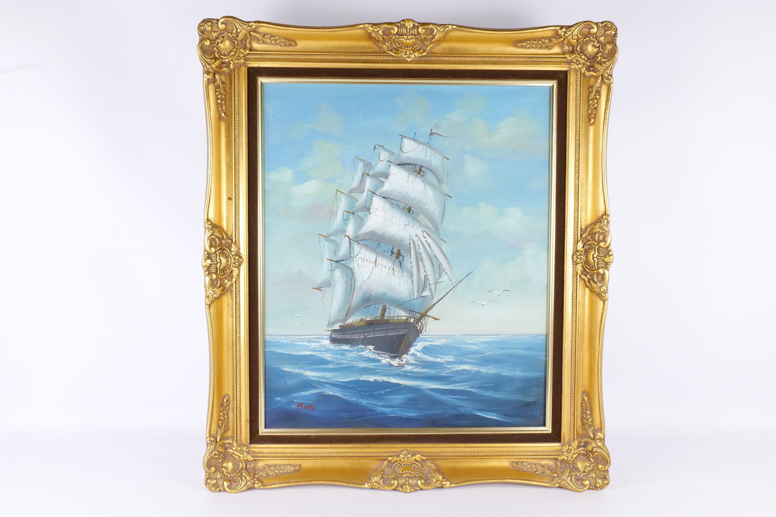 Oil on Canvas - Nautical Clipper Ship (1 of 11)