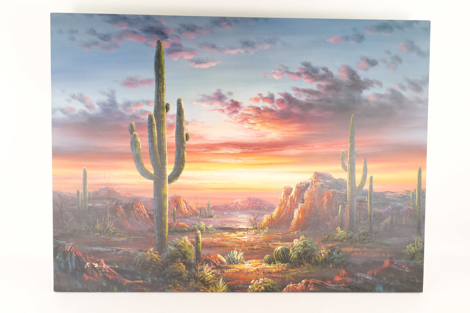 Original Oil on Canvas by B. Duggan - Arizona Desert Sunset (1 of 8)