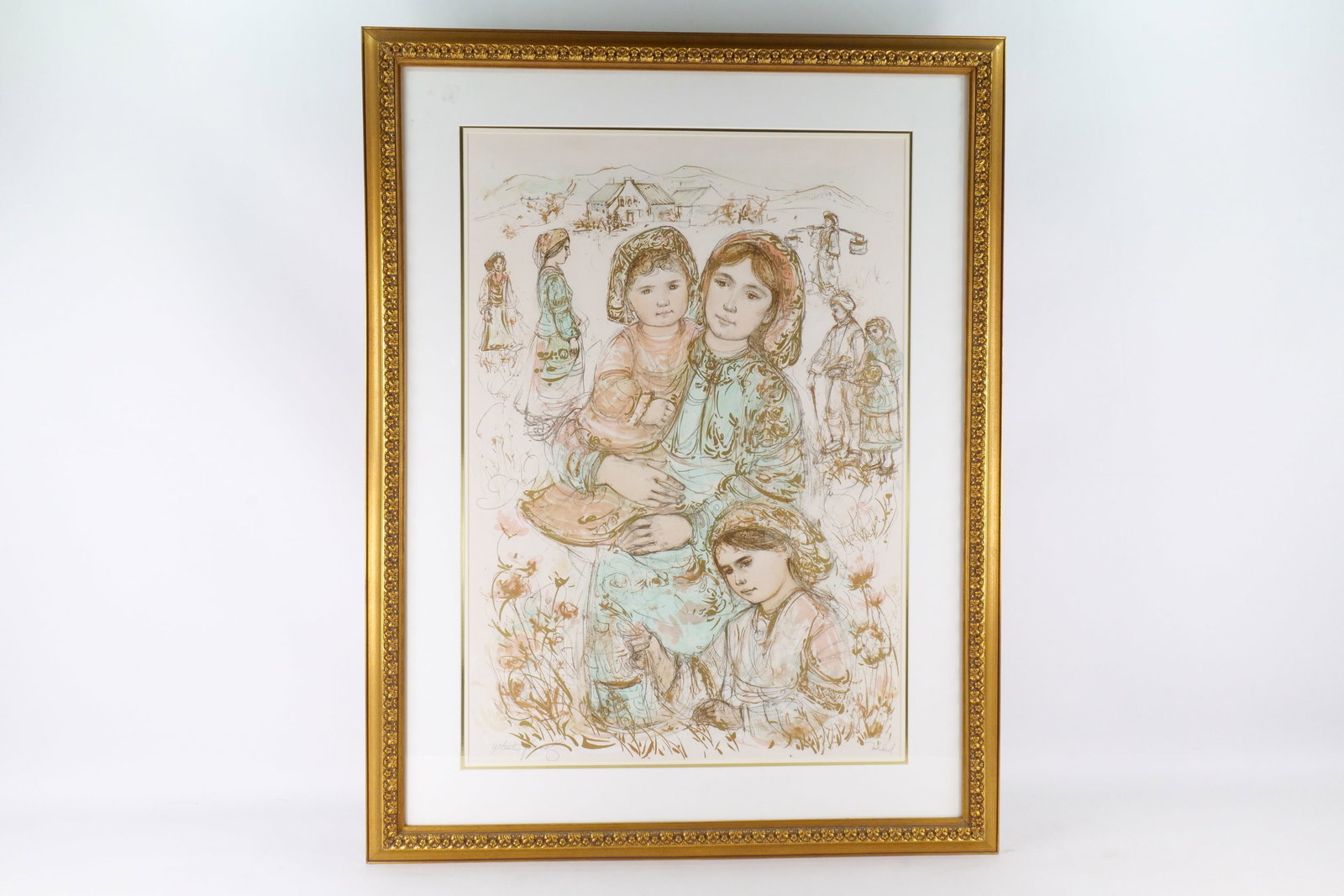 Oversized Framed Artist Proof Lithograph by Hibel - Family in the Field (1 of 14)