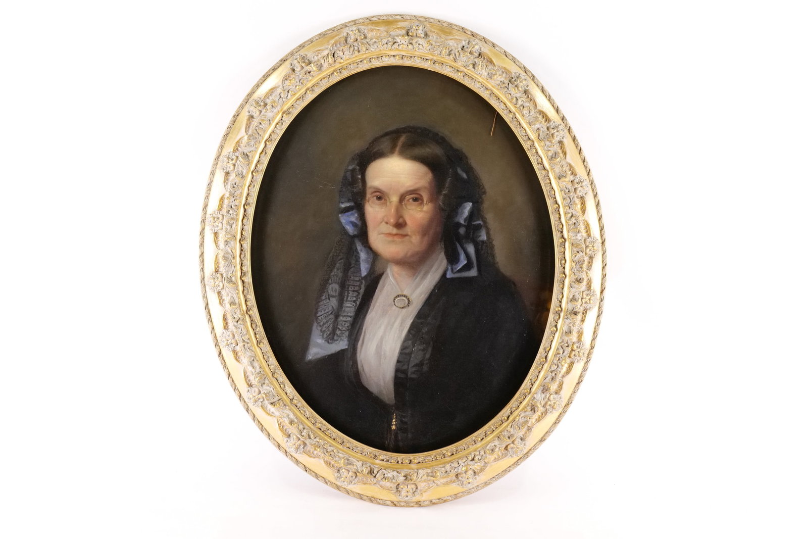 19th Century Oil on Canvas - Portrait: 19th Century Oil on Canvas - Portrait of a Woman in Mourning. Has been relined. Painting does not fit the frame - Recessed. Measures 35" tall x 29" wide. All invoices must be paid within 24 hours of t