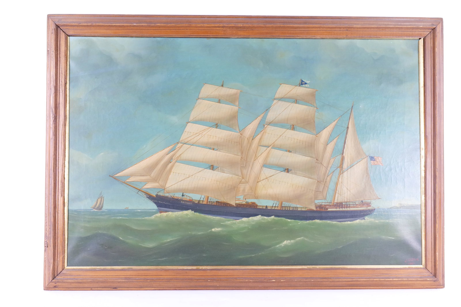 19th Century Oil on Canvas by C. Witham - Reliance Clipper Ship (1 of 13)