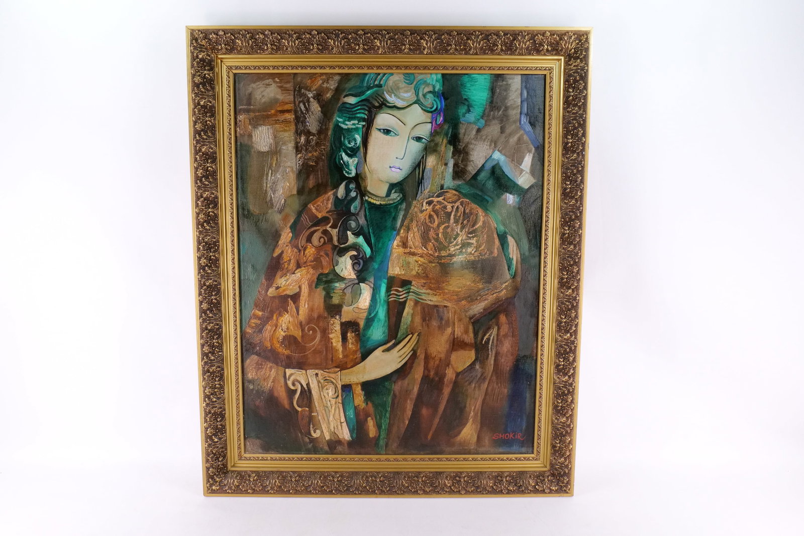Oil on Canvas by Shokir Zokirov - "Bride": Oil on Canvas by Shokir Zokirov. Entitled "Bride" Dated 1991. Info on back in Russian. Measures 44" tall x 36" wide. All invoices must be paid within 24 hours of the sale. We offer multiple shipping o
